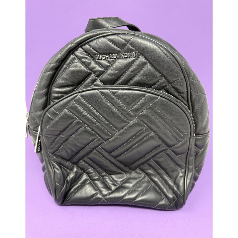 Michael Kors MK Abbey Medium Quilted Leather Backpack 35S9SAYB2T Black